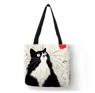 Sac en lin motif chat Secret de Soi